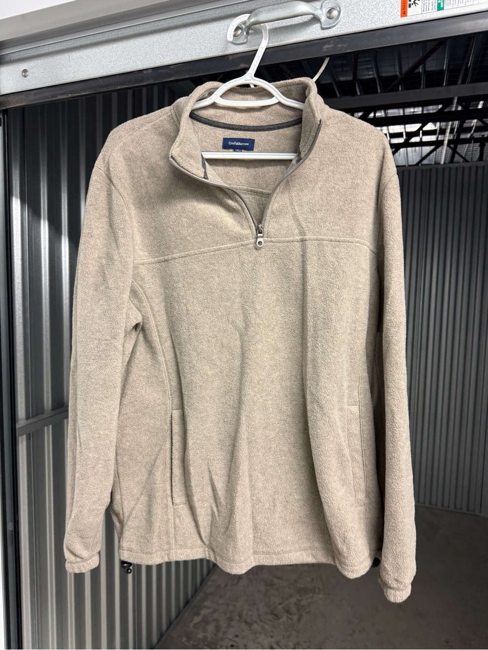 croft & barrow Men's Beige Quarter-Zip Fleece Pullover